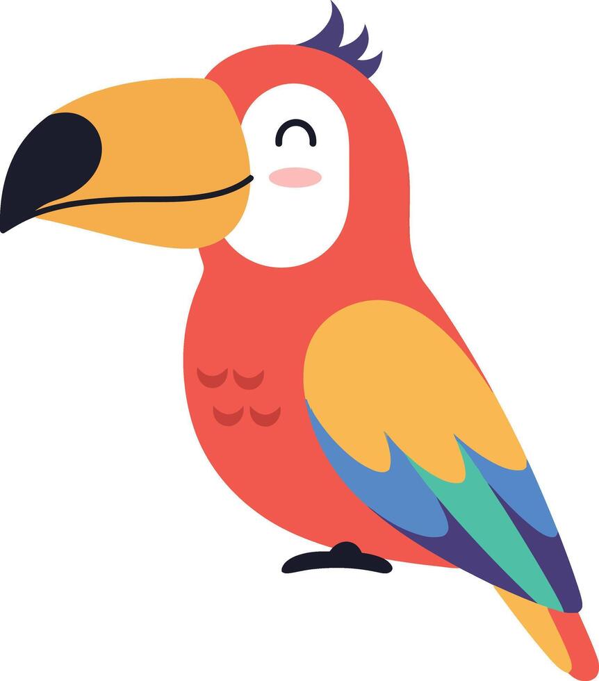 Colorful parrot with a cheerful expression in a flat design style art vector