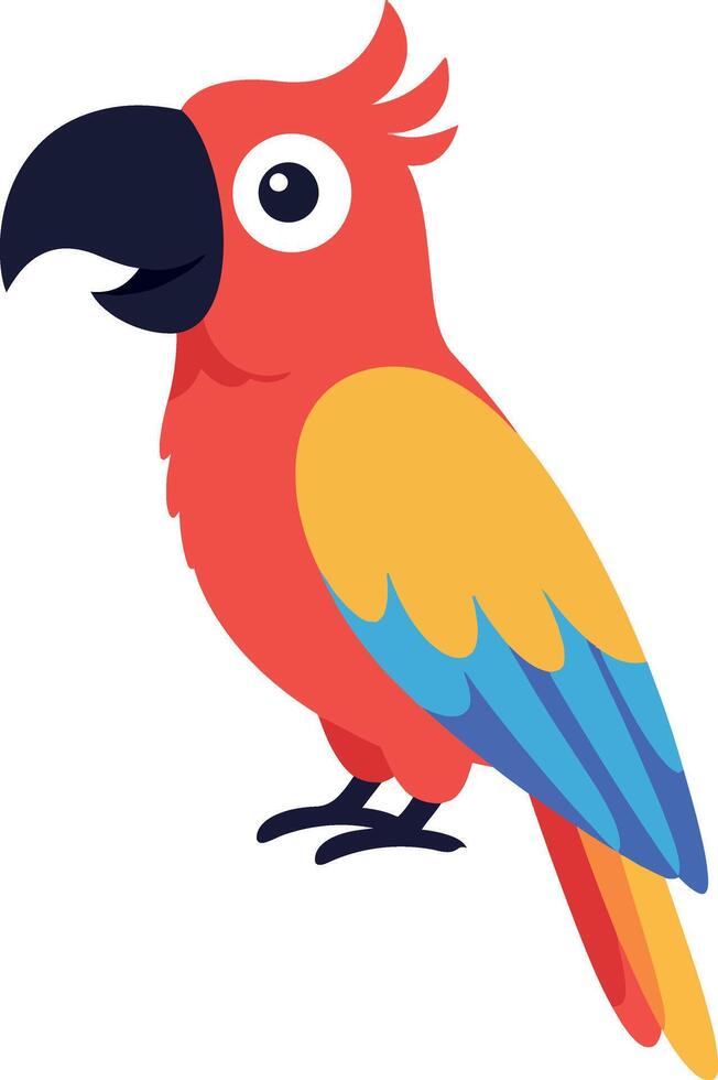 Colorful parrot perched on a branch in a flat art style illustration vector