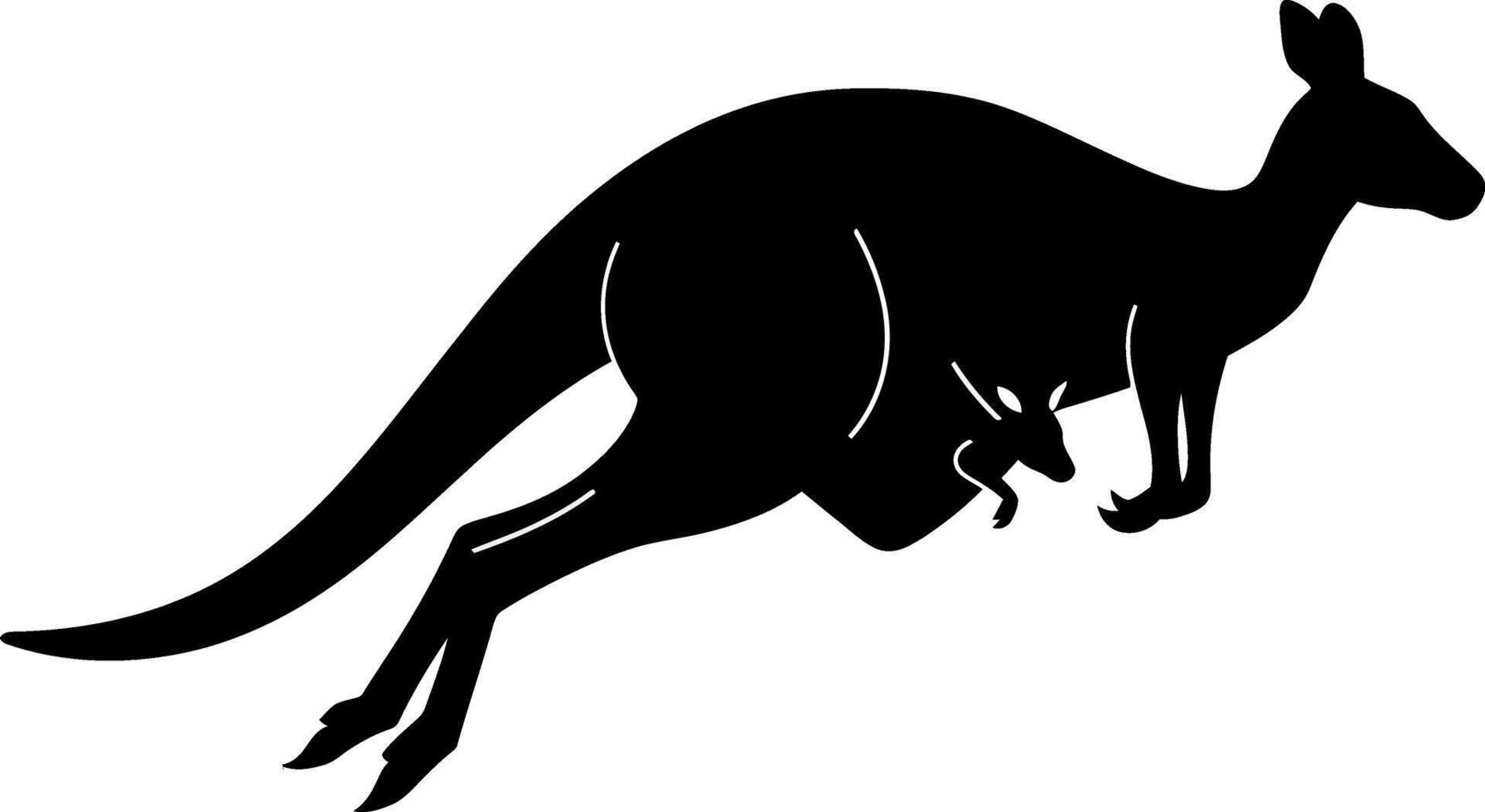 Kangaroo leaping with its joey in a minimalistic flat design art vector