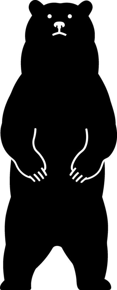 Standing black bear illustration in flat design style showcasing bold shapes and minimal detail art vector