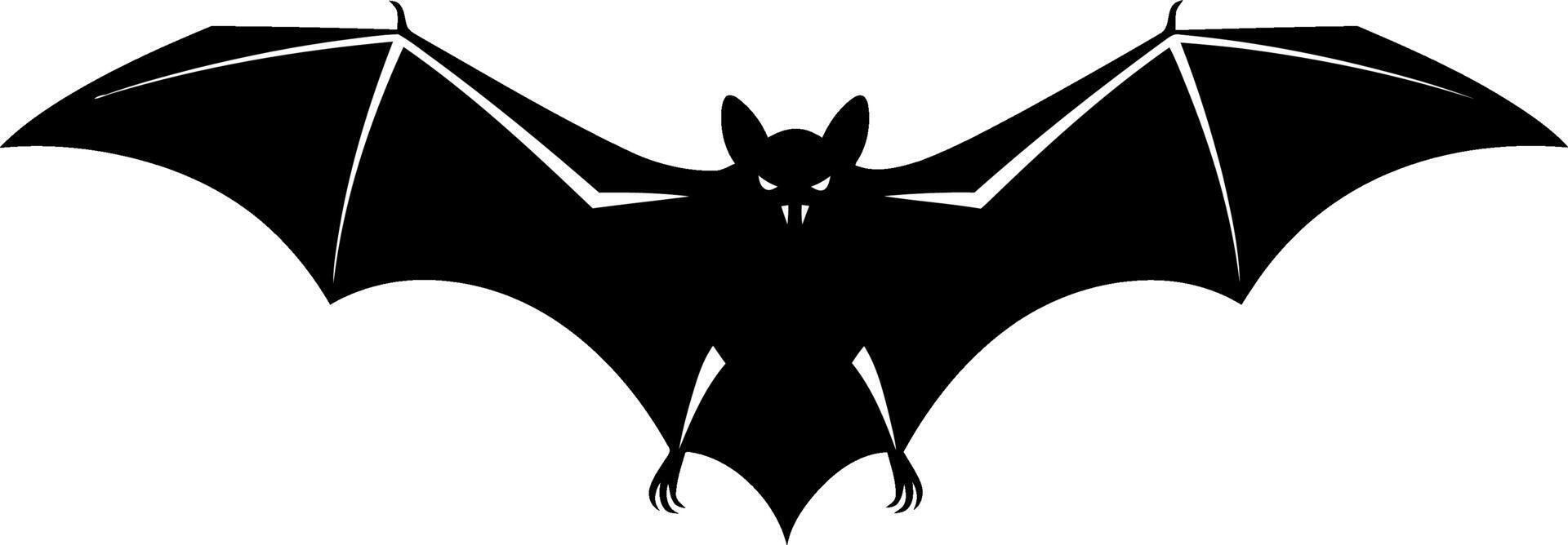 Black bat with wings spread wide in flat design style art vector