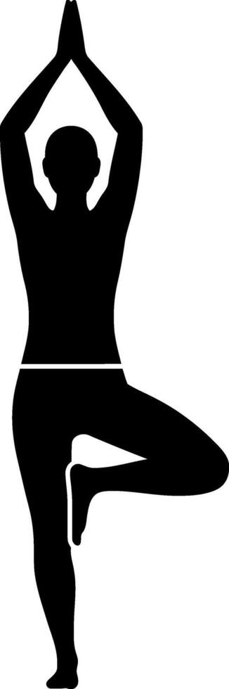 Silhouette of a person practicing yoga in a balanced pose, minimal design style, art vector