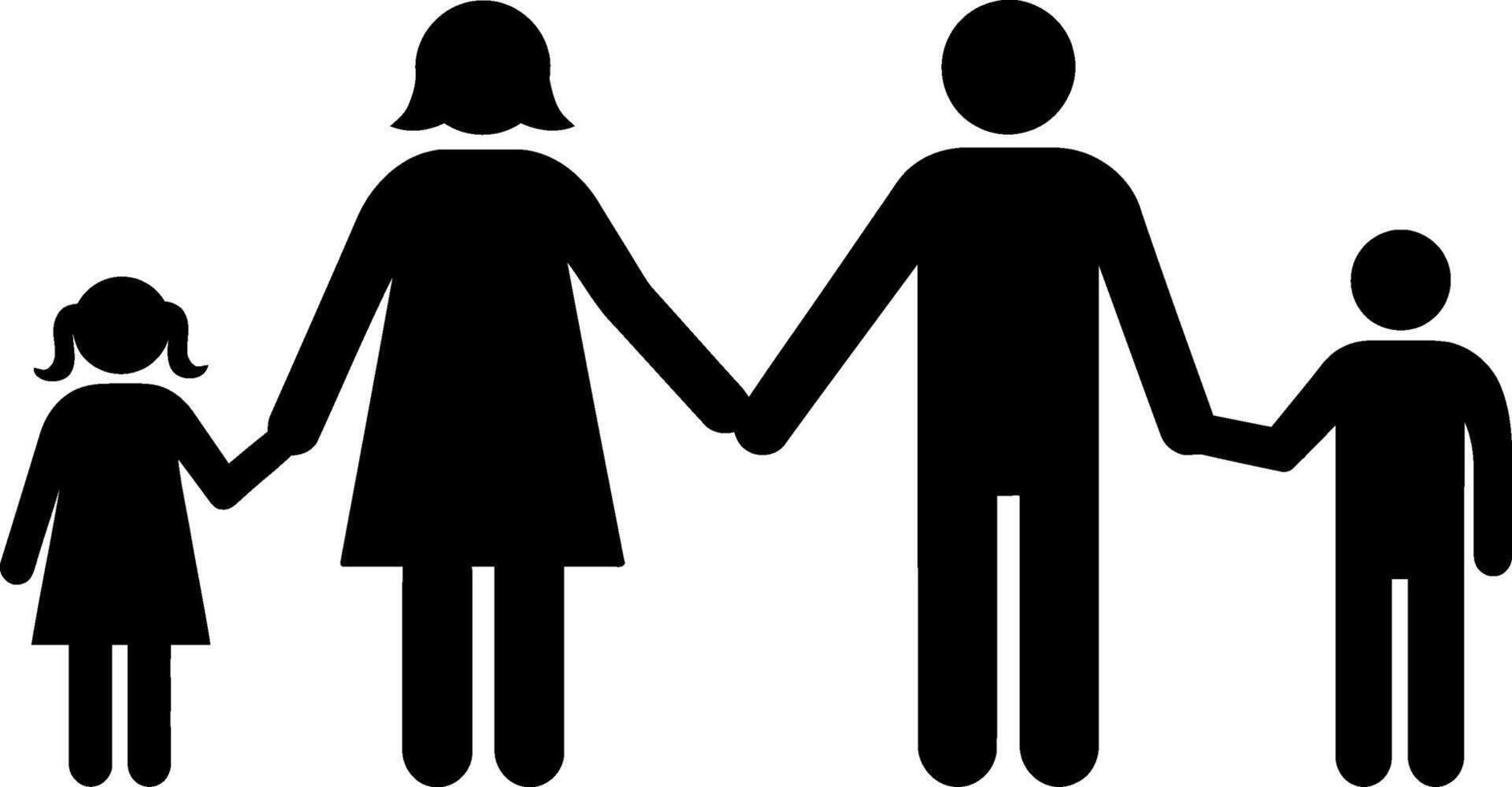 Family holding hands in a simple and minimalistic flat illustration vector