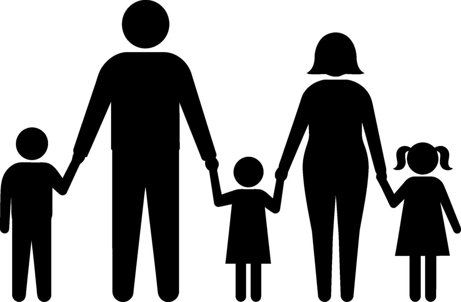 Family holding hands in a minimalist style illustration showcasing unity and togetherness art vector