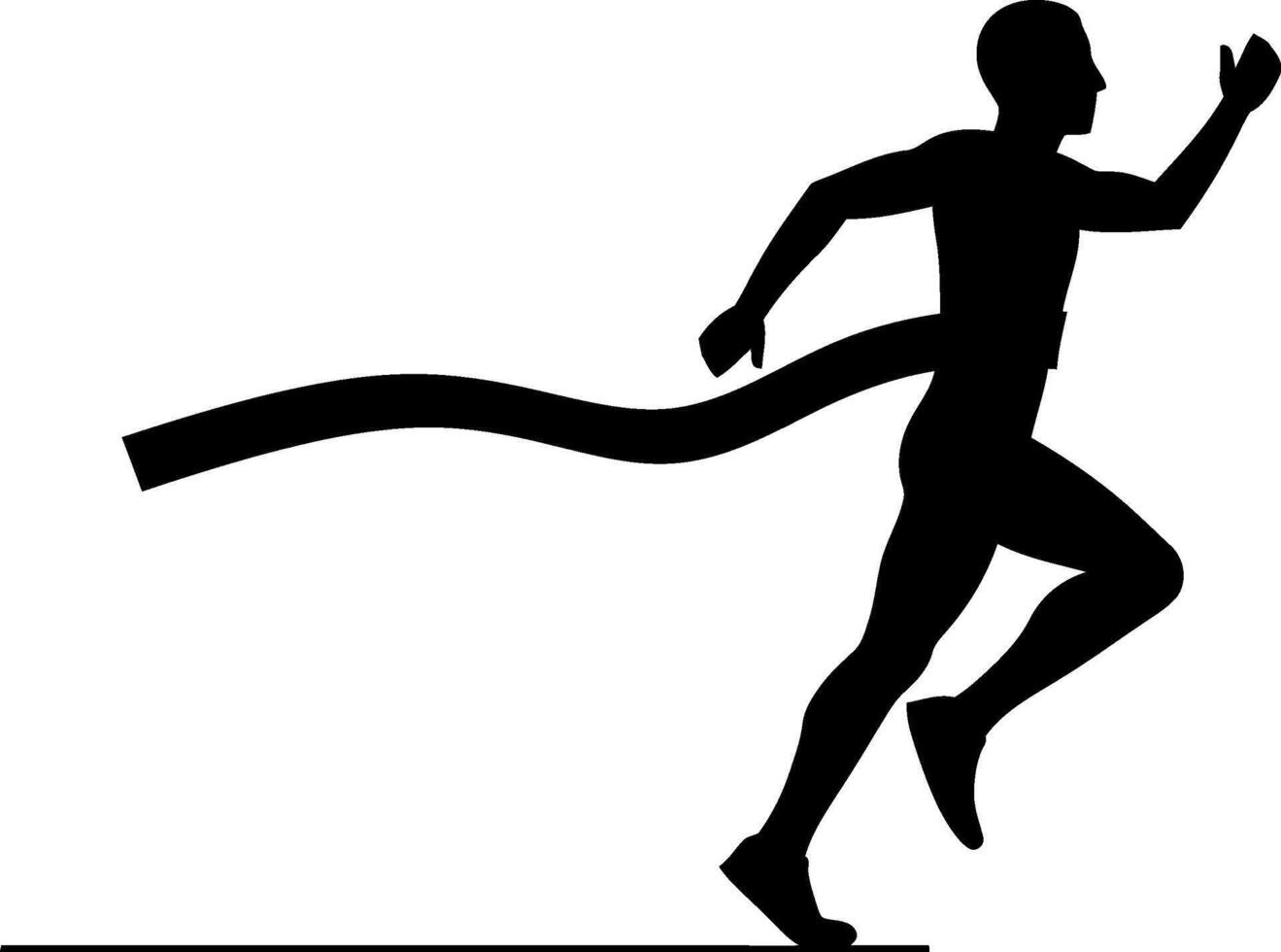 Dynamic runner silhouette in motion with flowing ribbon design in minimal art vector