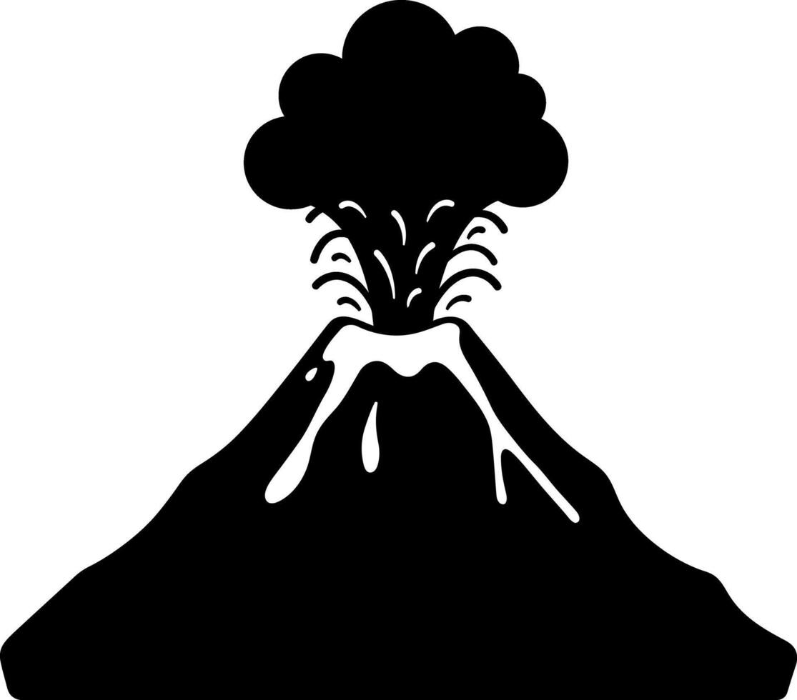 Erupting volcano with smoke and lava in flat art style vector