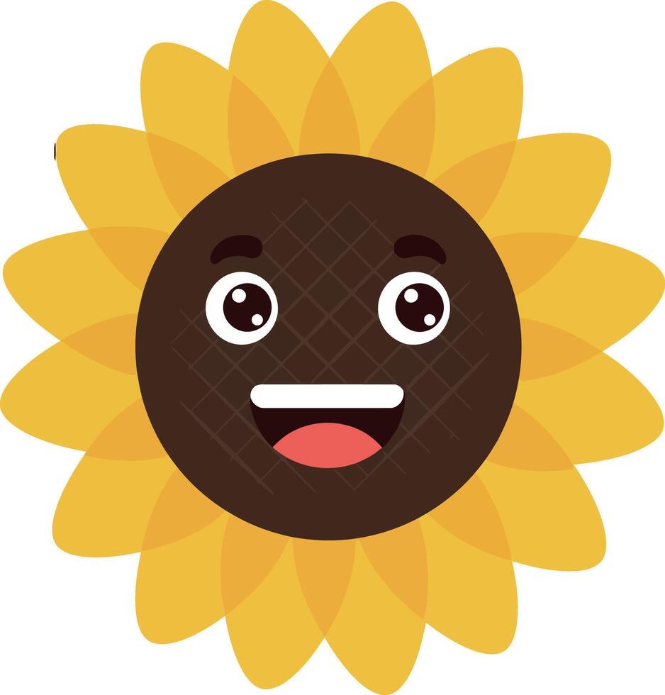Happy sunflower character with a cheerful expression in flat art style vector
