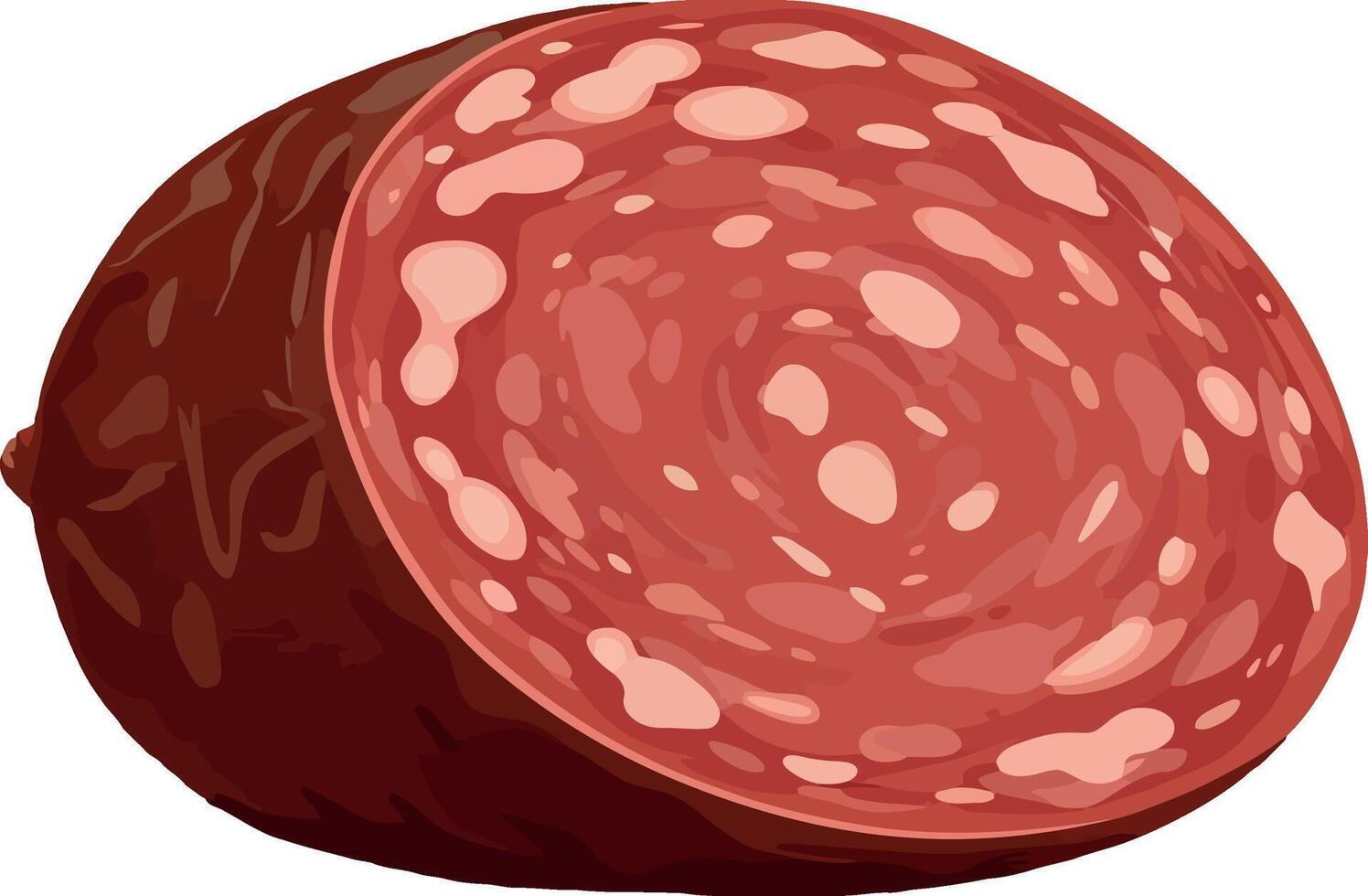 Sliced salami showing rich textures in detailed flat design art vector