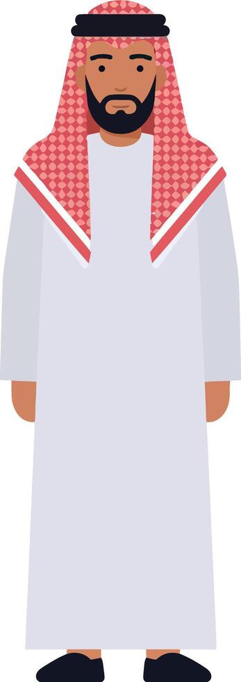 A man in traditional attire with a red checkered headscarf in flat art vector