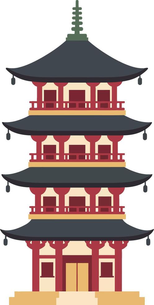 Traditional Asian pagoda with intricate details in flat design art vector
