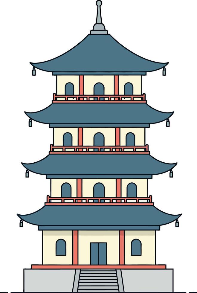 Traditional Asian pagoda building design in a flat style art vector