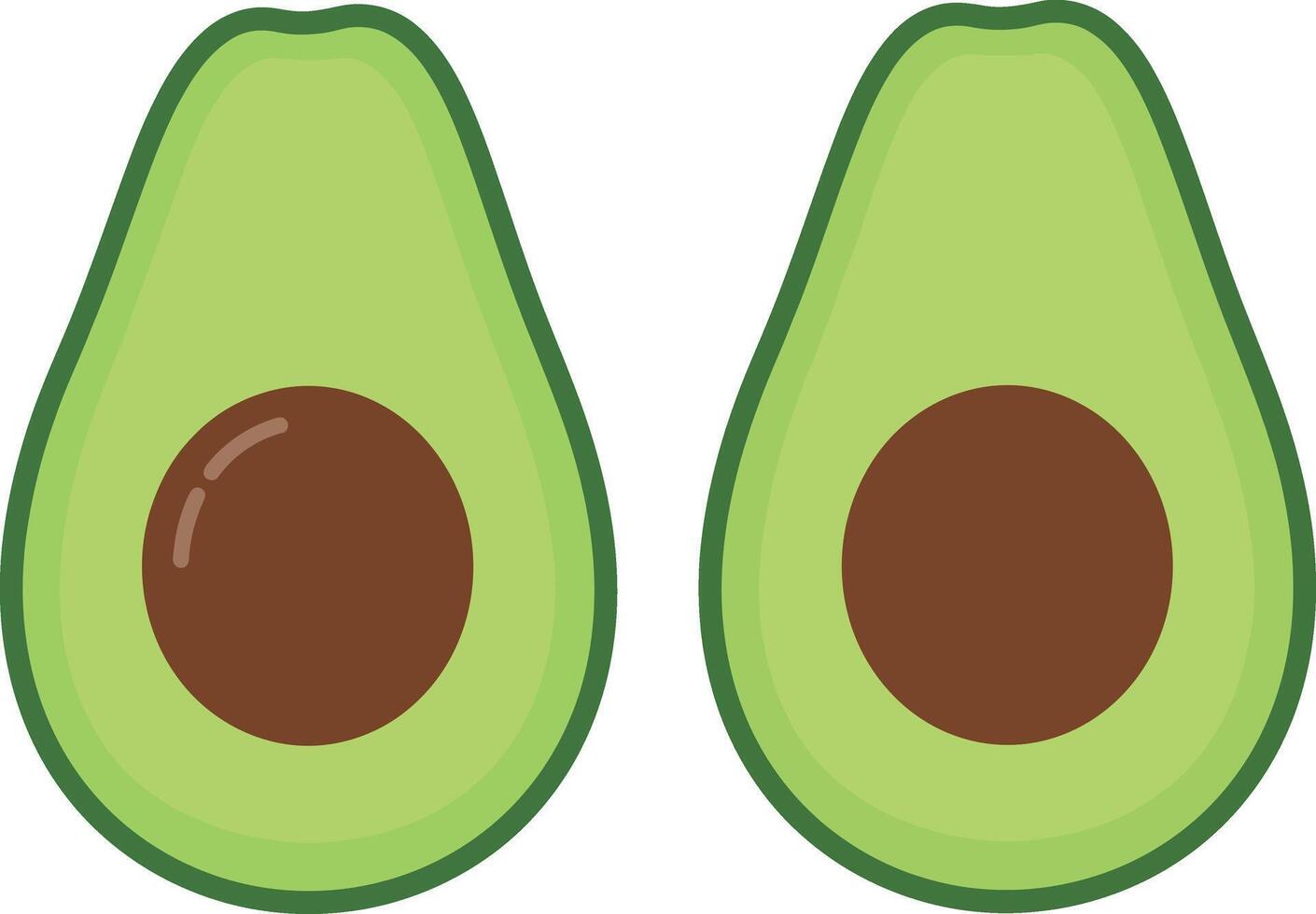 Two halves of a ripe avocado in minimal flat design art vector
