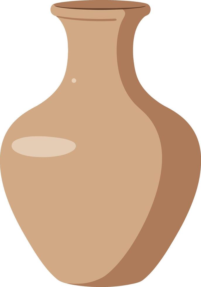 Decorative clay vase in minimal style showcasing smooth curves and neutral tones illustration vector