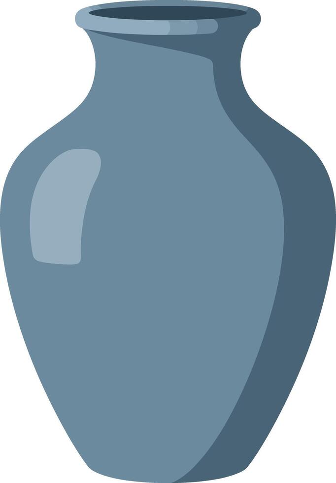 Blue ceramic vase with a smooth finish in a minimal flat design art vector