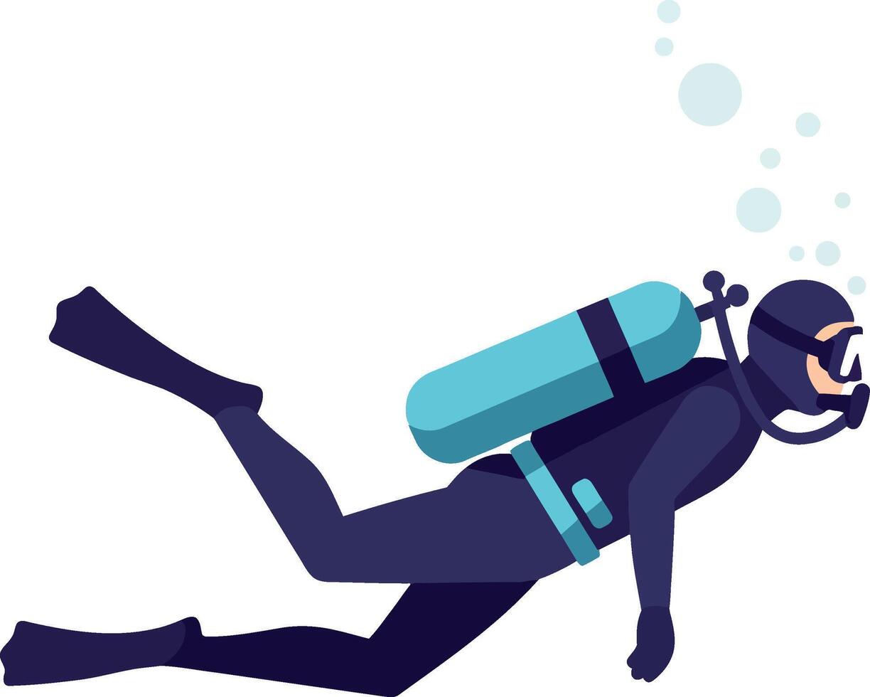 A scuba diver exploring underwater depths in a flat illustration vector