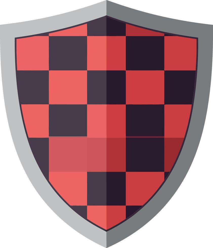 Red and black checkerboard shield design in flat style for art vector