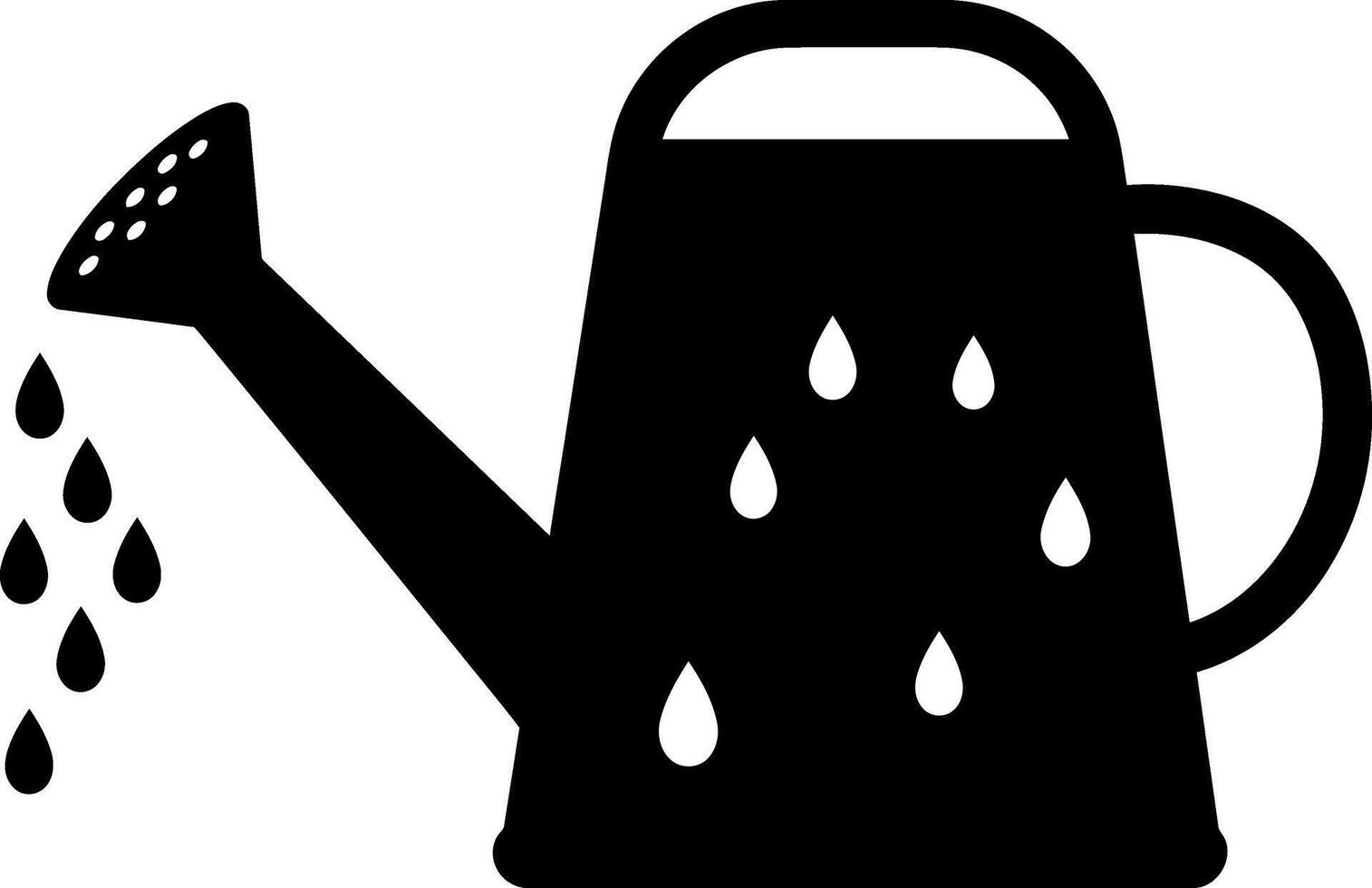 Black watering can pouring water in a minimalistic flat illustration vector