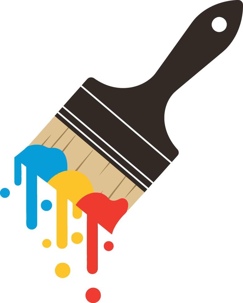 Paintbrush dripping vibrant colors in a flat design style art vector