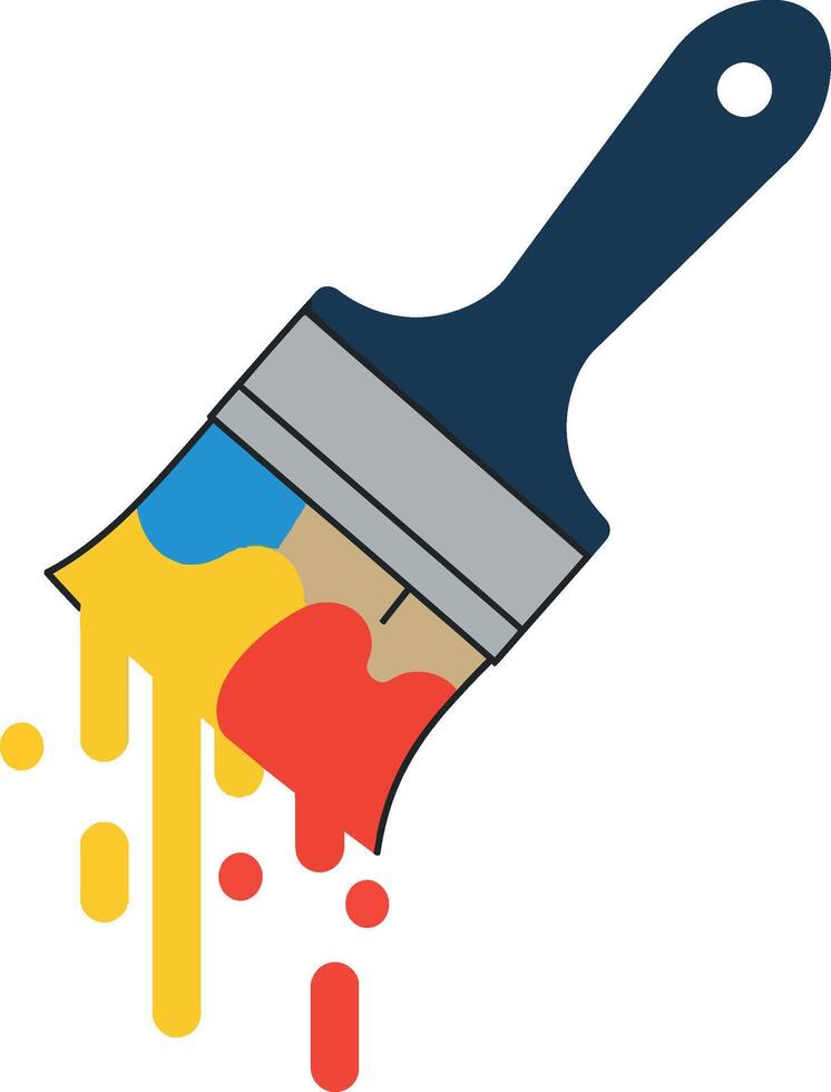 Paintbrush dripping vibrant colors in minimal flat design art vector