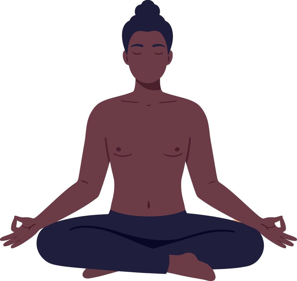 A serene person meditating in a cross-legged position, minimal style art vector