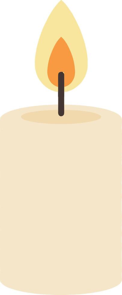 Simple white candle with a flickering flame in a flat design art vector