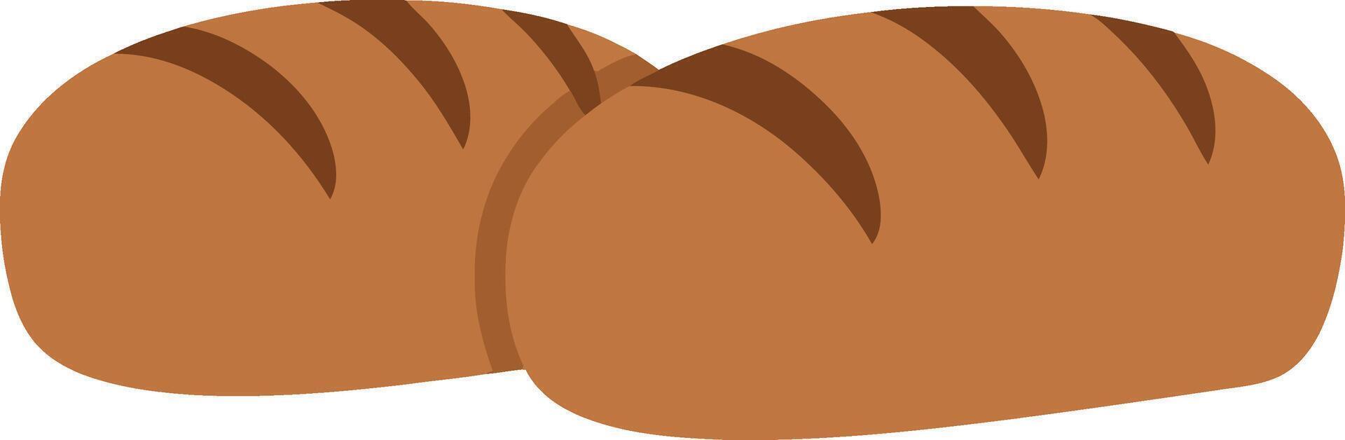Two freshly baked loaves of bread in a warm, minimal flat design art vector
