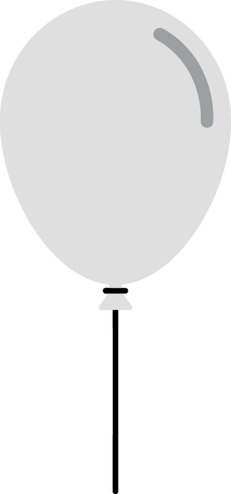 A single white balloon floating gently with thin black string in a minimal flat design illustration vector