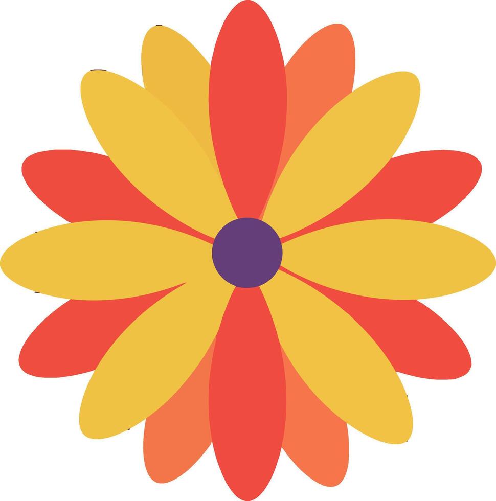 Colorful flower design with vibrant petals in flat style art vector
