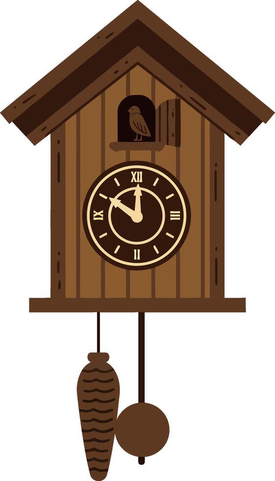 Traditional wooden cuckoo clock in minimal flat design style art vector