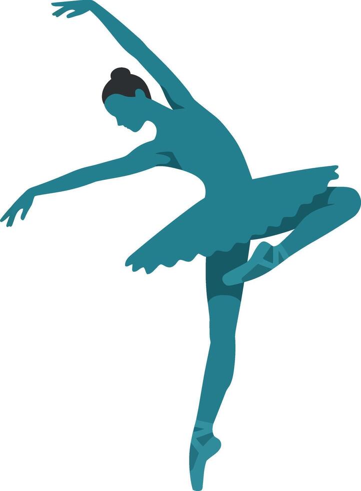 Graceful ballerina in mid-pirouette, flat design showcasing elegance and movement, art vector