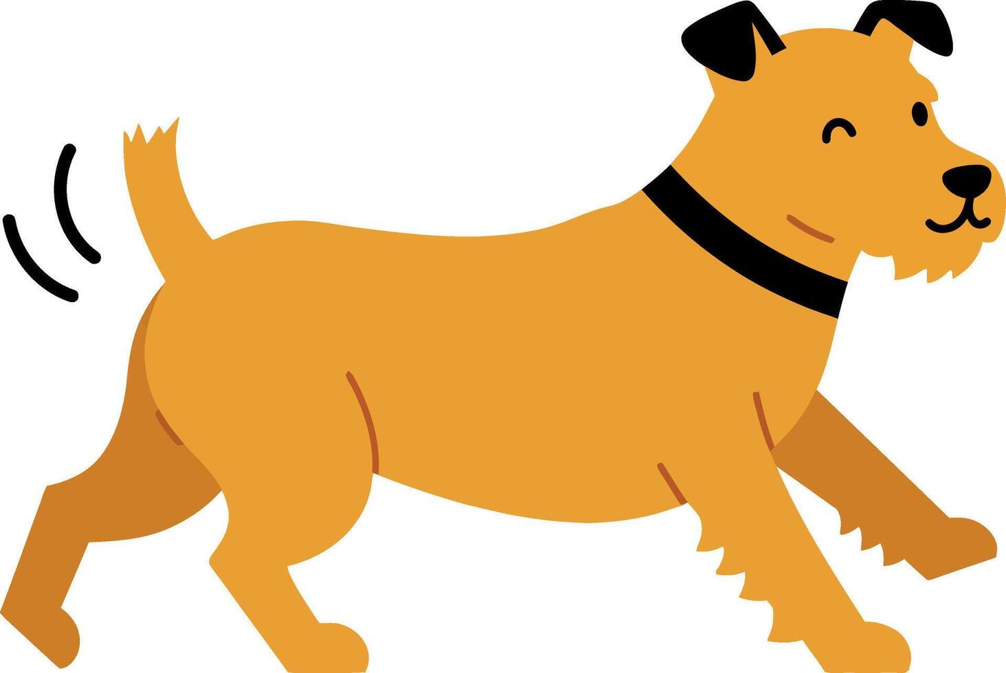 Happy golden dog playfully trotting in a minimal illustration style with a cheerful expression, showcasing joy and energy in art vector