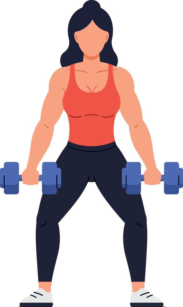 Strong woman lifting dumbbells in a minimalistic fitness environment showcasing art vector