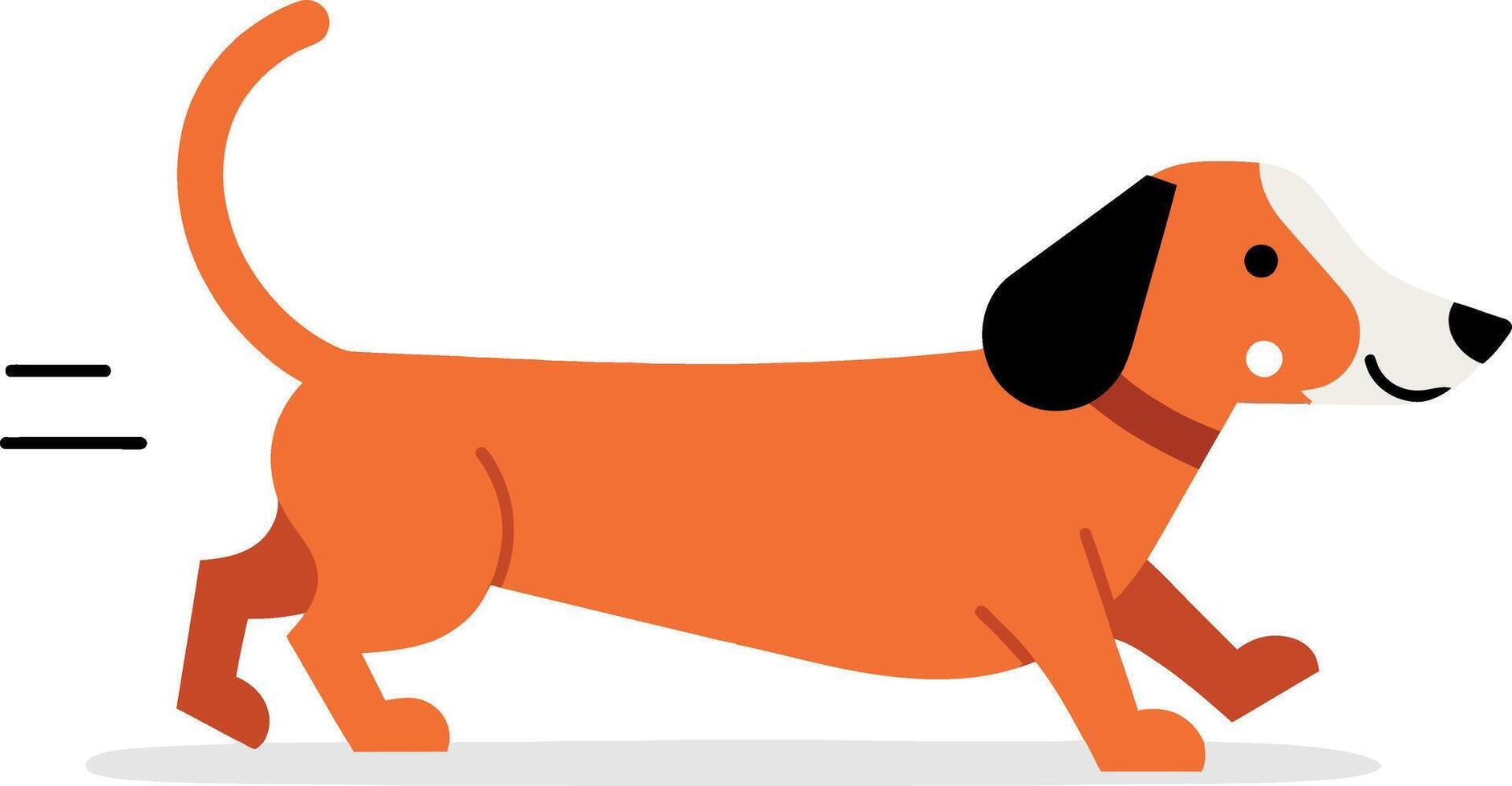 Playful orange dog running joyfully in a minimal flat style art vector