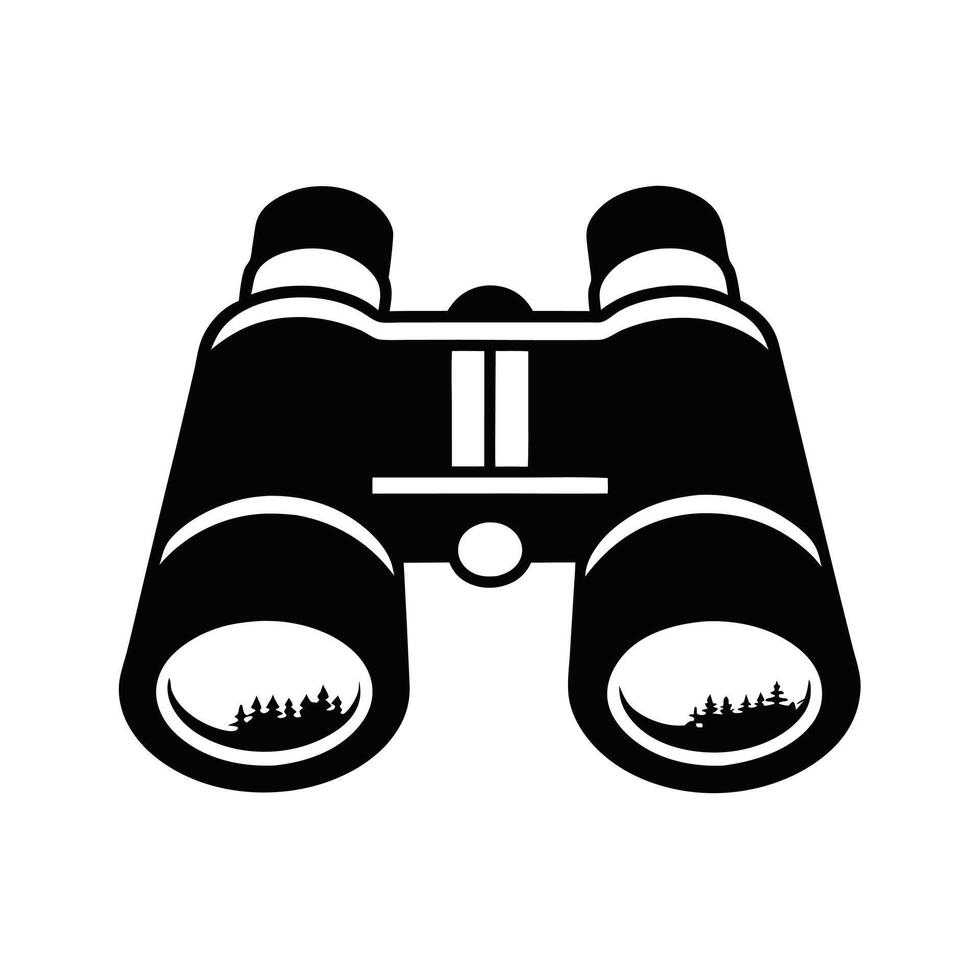 Binoculars Illustration With Forest Trees Inside Lenses On White Background vector