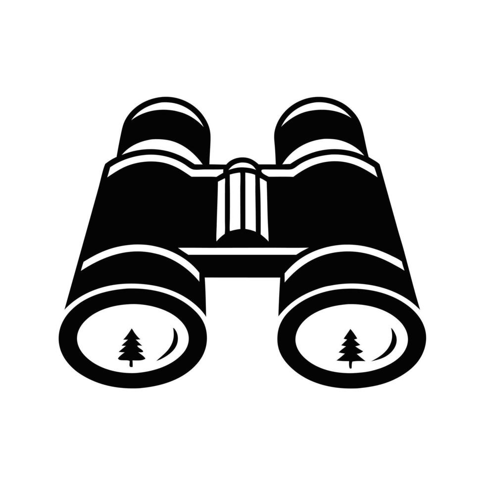 Binoculars With Trees Inside Lenses Symbol Of Exploration Black Silhouette vector