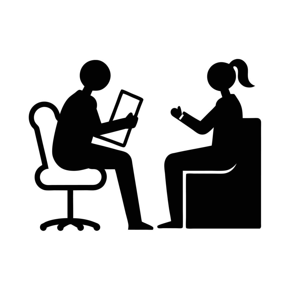 Silhouette Illustration Of Counseling Session With Therapist And Female Patient Graphic vector