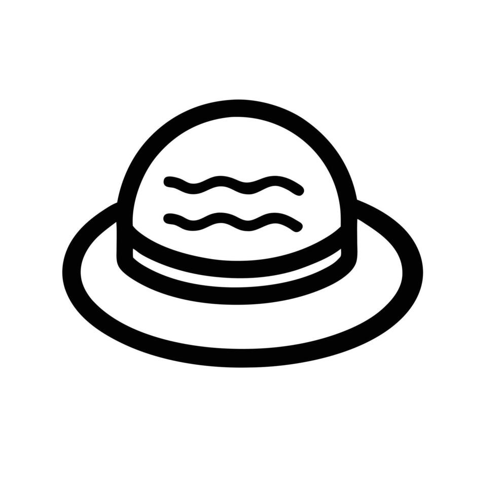 Beach Summer Hat Simple Outline Design Vacation Headwear Symbol Illustration vector
