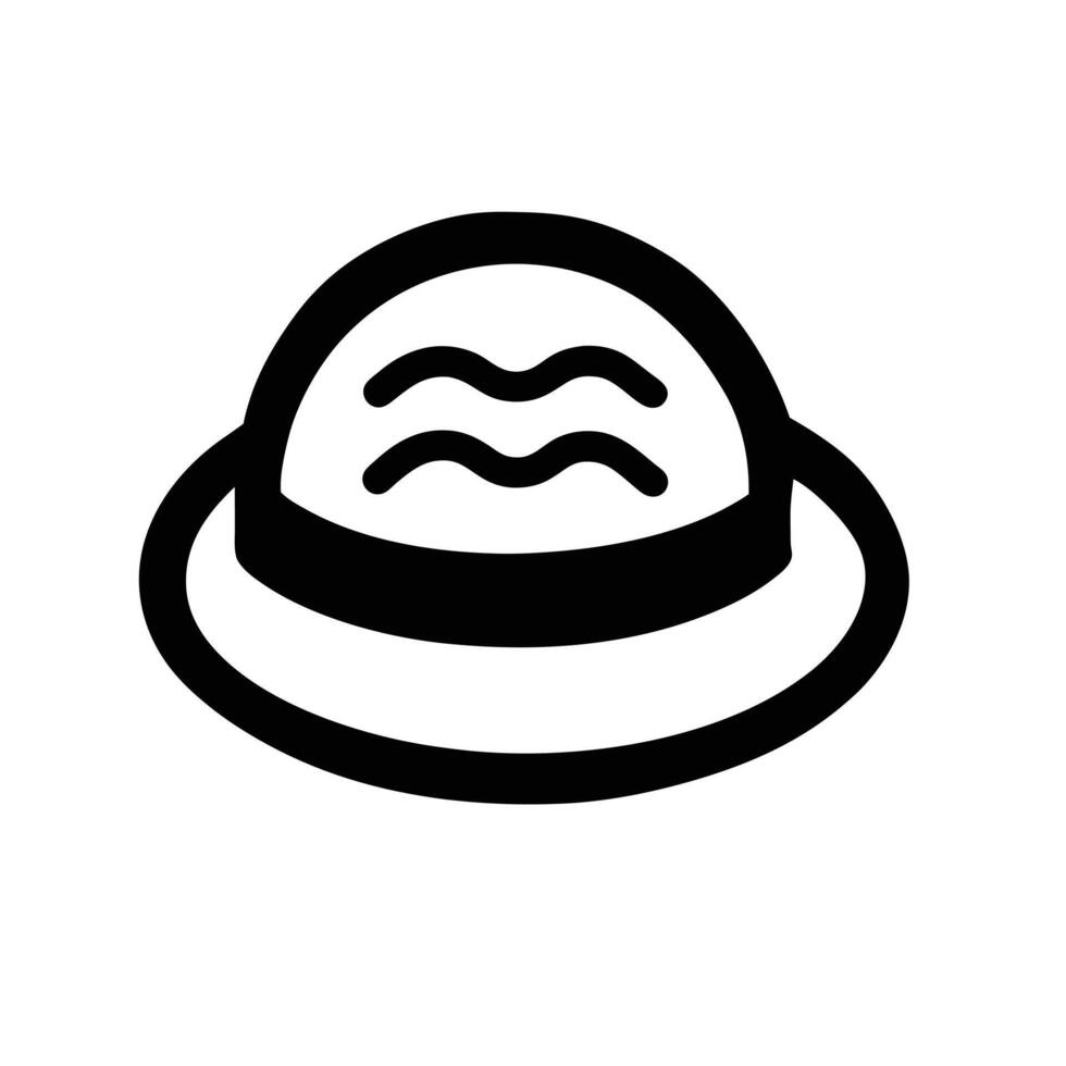 Simplified Icon Of Retro Summer Beach Hat In Black And White vector