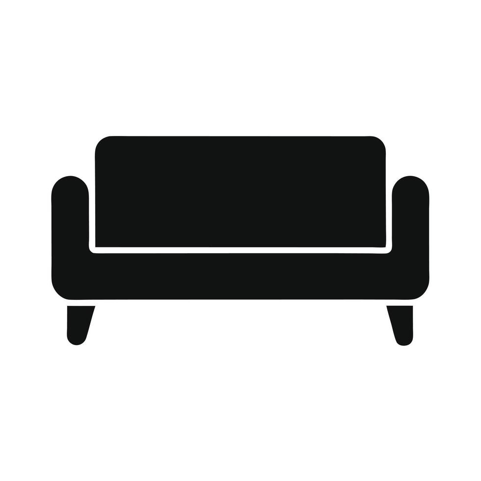 Minimalist Sofa Icon Black Silhouette Isolated On White Background Simple Furniture Design vector