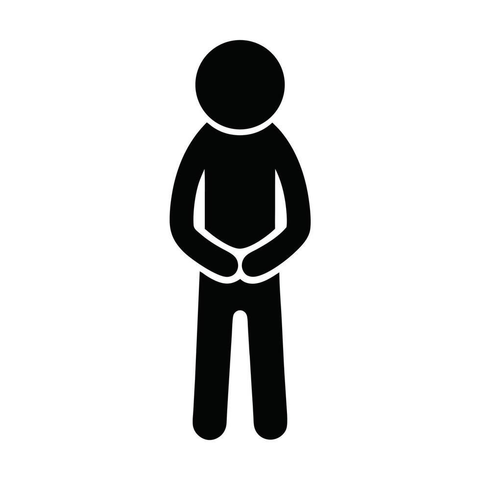 Simple Black Human Figure Icon On Isolated White Background Graphic Illustration vector