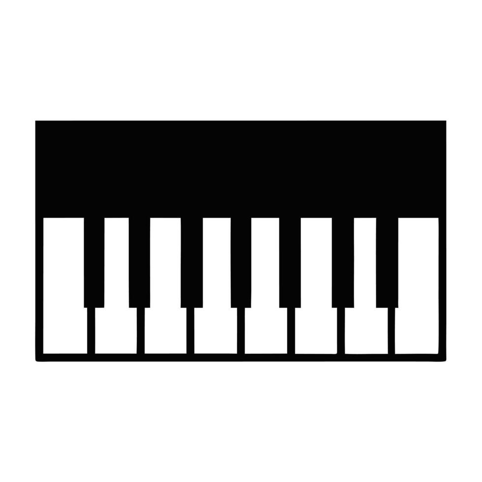 Minimalist Piano Keyboard Keys Illustration In Black And White Music Element vector
