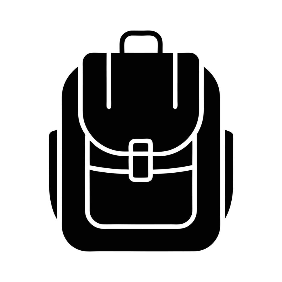 Black And White Backpack Icon Illustration For School Or Travel Purpose vector