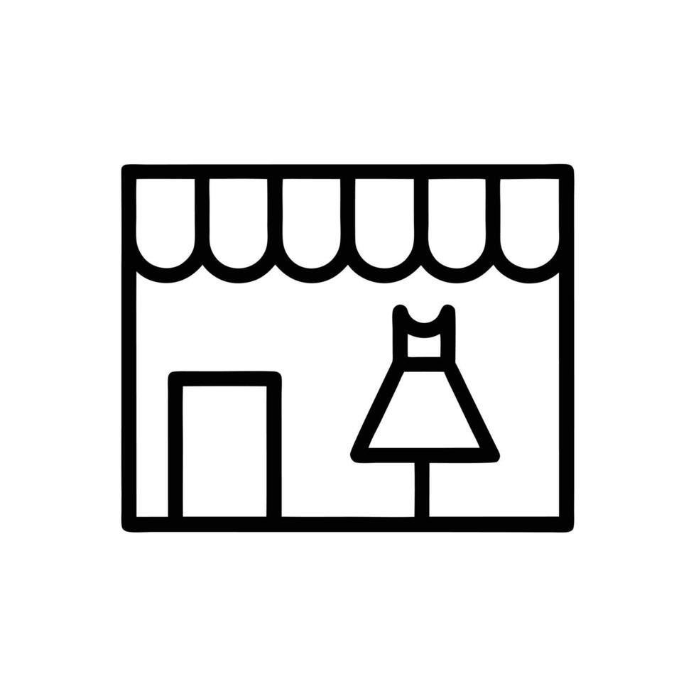 Clothing Store Front Icon Boutique Dress Minimalist Line Art Design vector