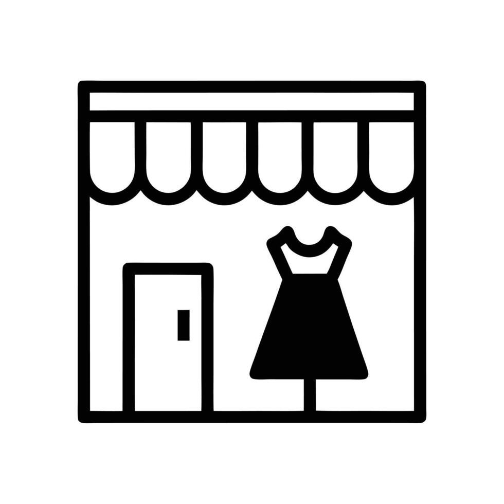 Fashion Boutique Icon Illustration Of Womens Clothing Storefront Outline vector
