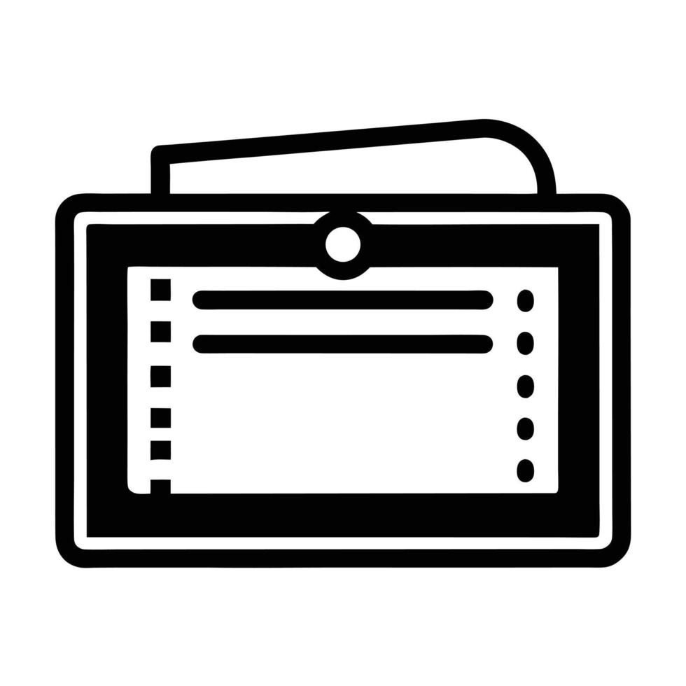 Black And White Icon Of Notepad Organizer With Lined Note Paper vector