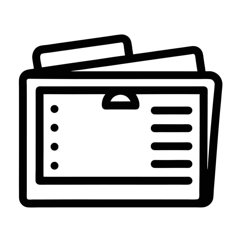 File Folder With Documents Outline Icon For Data Storage And Organization vector
