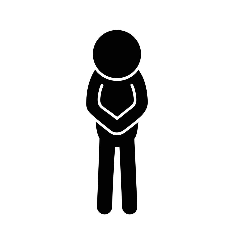 Stick Figure With Arms Crossed In Front View Black Silhouette Illustration vector