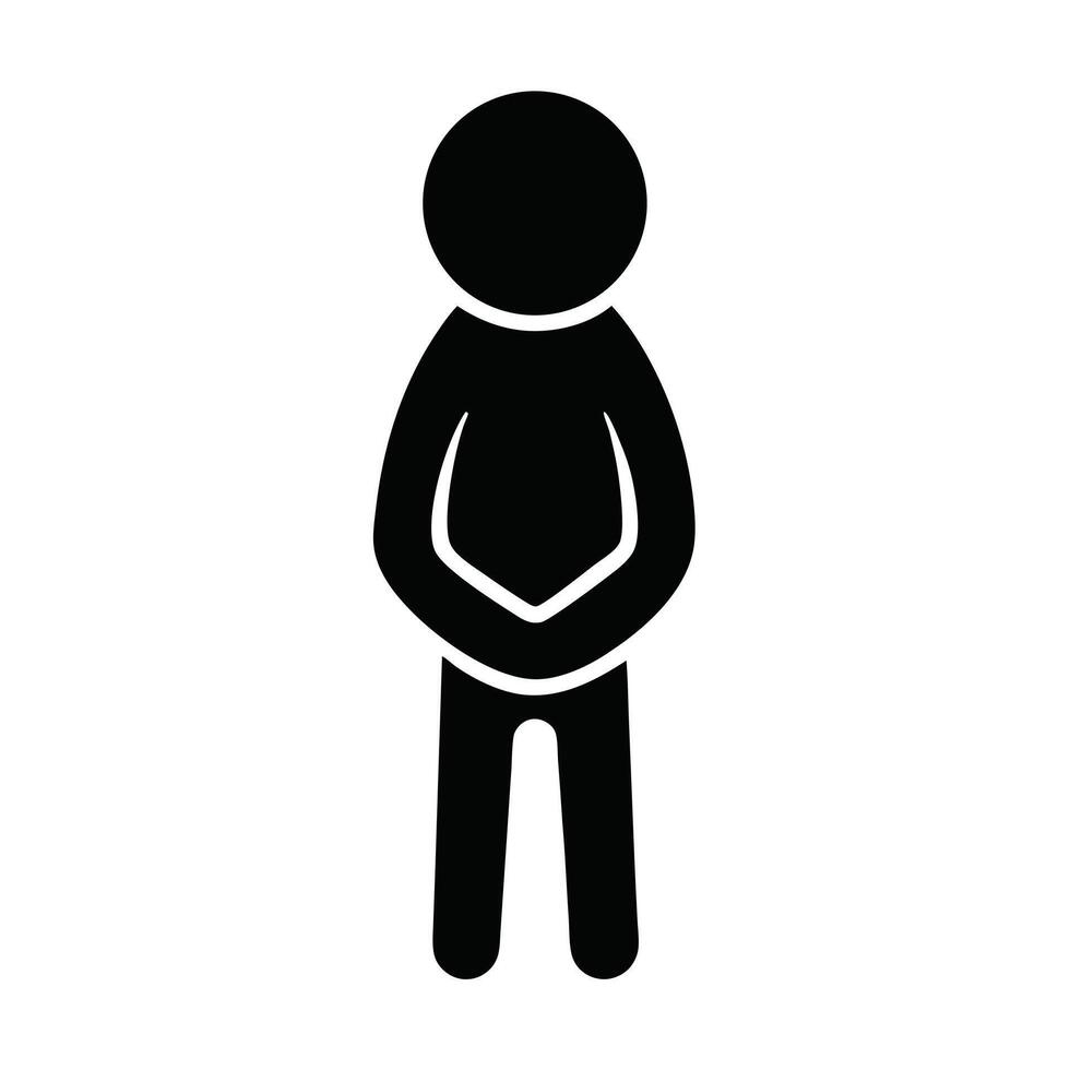 Simple Human Figure Icon With Hands Crossed In Minimalism Style vector