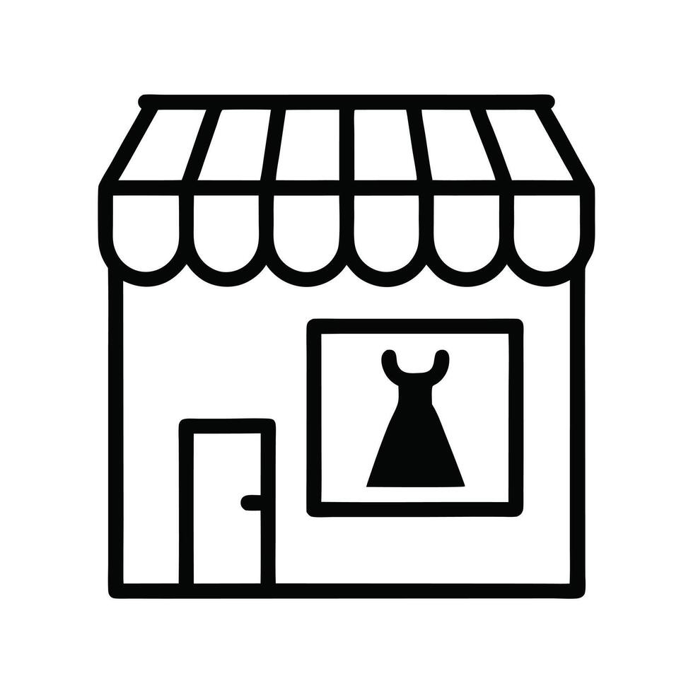 Line Art Icon Depicting A Dress Store Or Fashion Boutique Storefront vector