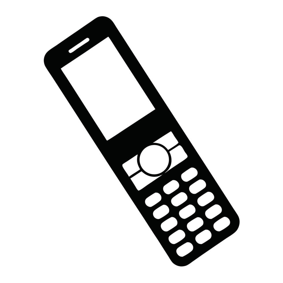 Mobile Phone Illustration Of Classic Keypad Design In Black And White vector
